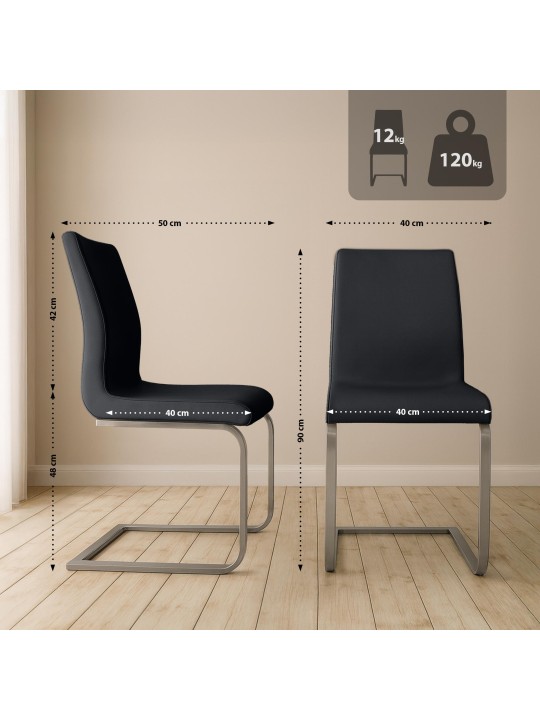 Set van 2 Belfort eetkamerstoelen, zwart