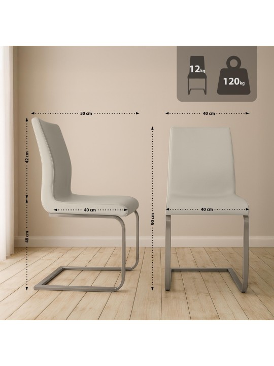 Set van 2 Belfort eetkamerstoelen, crème