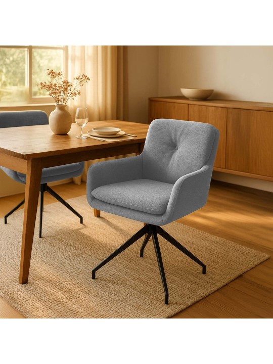 Eetkamerstoel Pickett stof, grijs