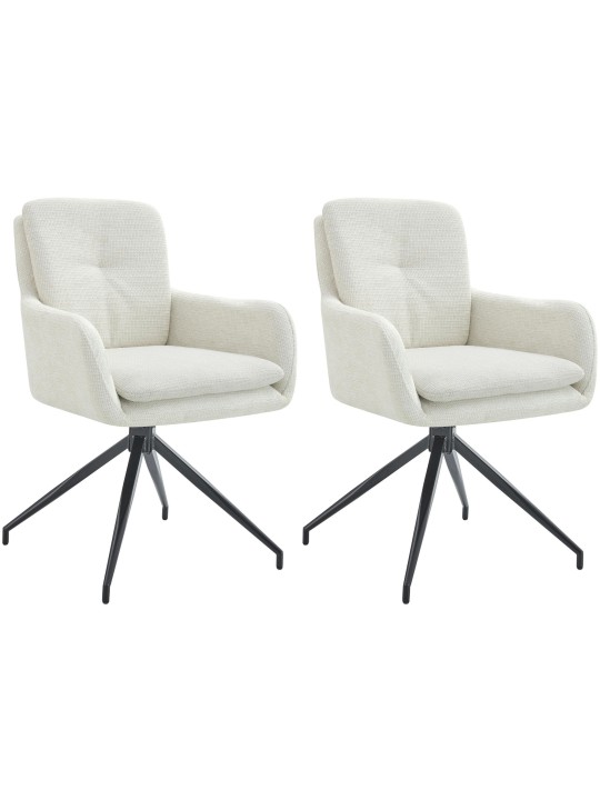 Set van 2 eetkamerstoelen Pickett stof, crème Set van 2 eetkamerstoelen Pickett stof, crème