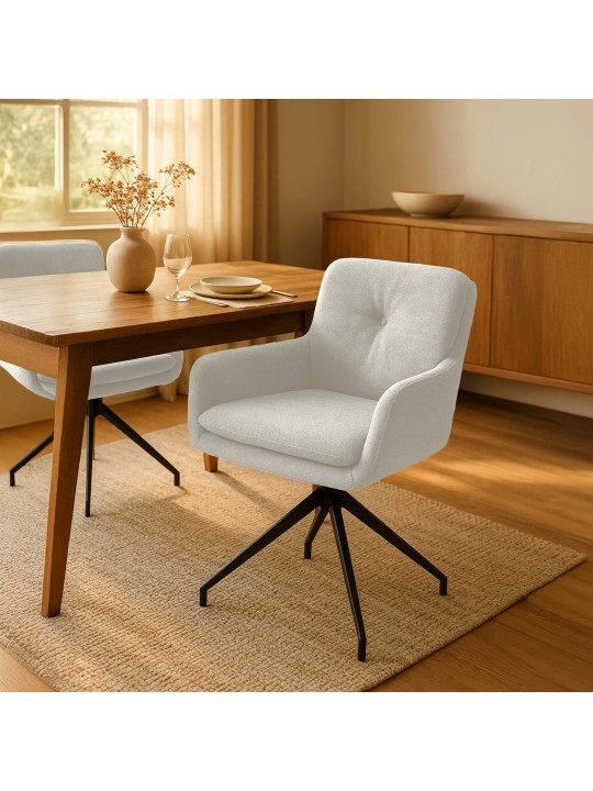 Set van 2 eetkamerstoelen Pickett stof, crème Set van 2 eetkamerstoelen Pickett stof, crème