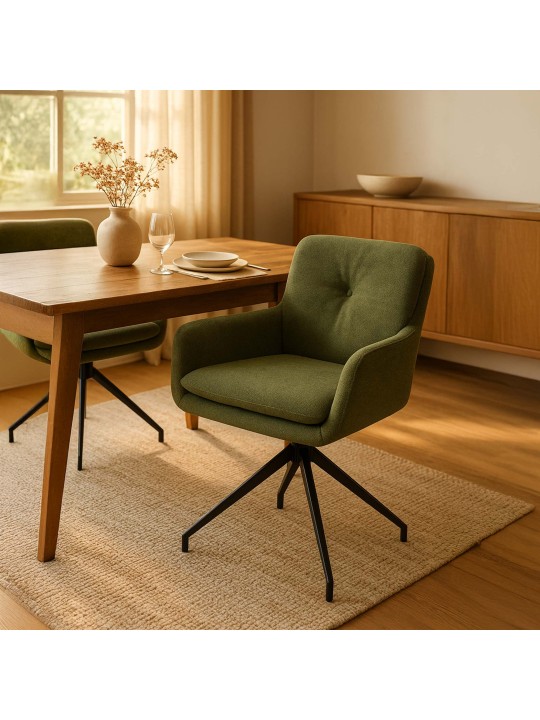 Set van 2 eetkamerstoelen Pickett stof, groen