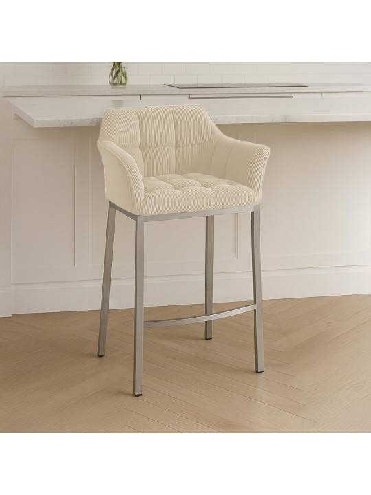 Barkruk Damaso E Cord met 4-poots frame, crème Barkruk Damaso E Cord met 4-poots frame, crème