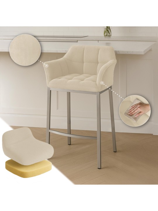 Barkruk Damaso E Cord met 4-poots frame, crème Barkruk Damaso E Cord met 4-poots frame, crème