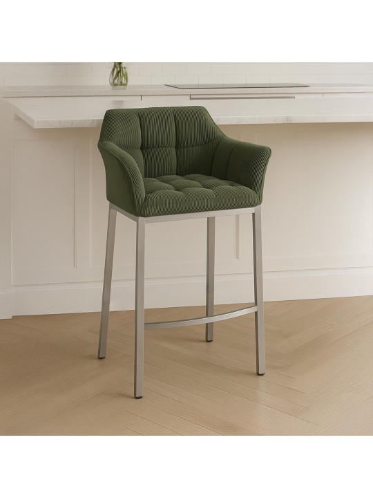 Barkruk Damaso E Cord met 4-poots frame, groen