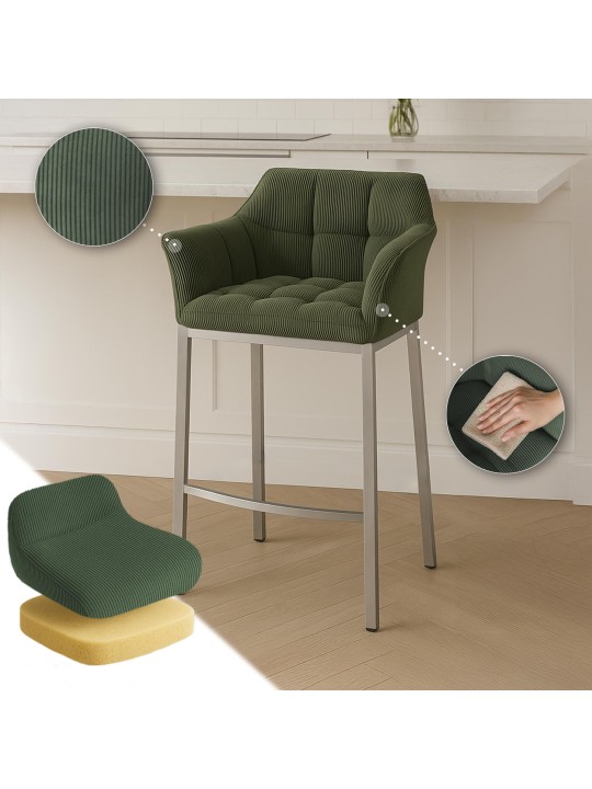 Barkruk Damaso E Cord met 4-poots frame, groen