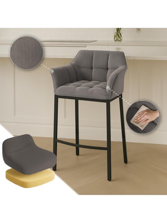 Barkruk Damaso B Cord met 4-poots frame, taupe