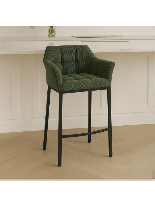 Barkruk Damaso B Cord met 4-poots frame, groen Barkruk Damaso B Cord met 4-poots frame, groen