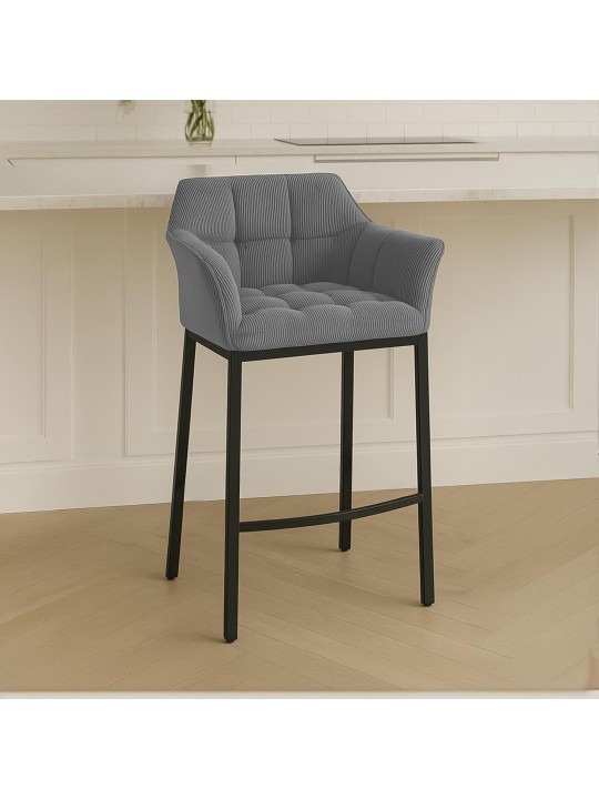 Barkruk Damaso B Cord met 4-poots frame, grijs