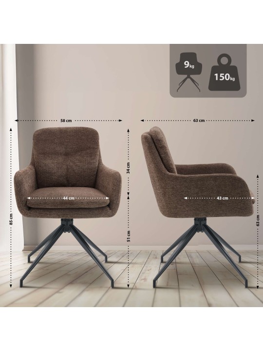 Eetkamerstoel Pickett stof, bruin