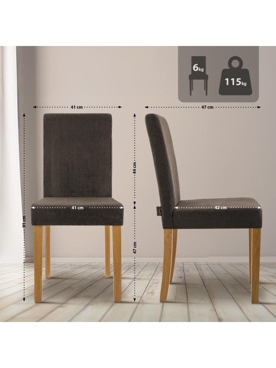 Eetkamerstoel Ina Cord antiek licht, bruin