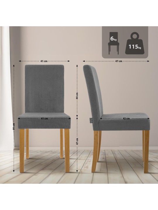 Eetkamerstoel Ina Cord antiek licht, grijs