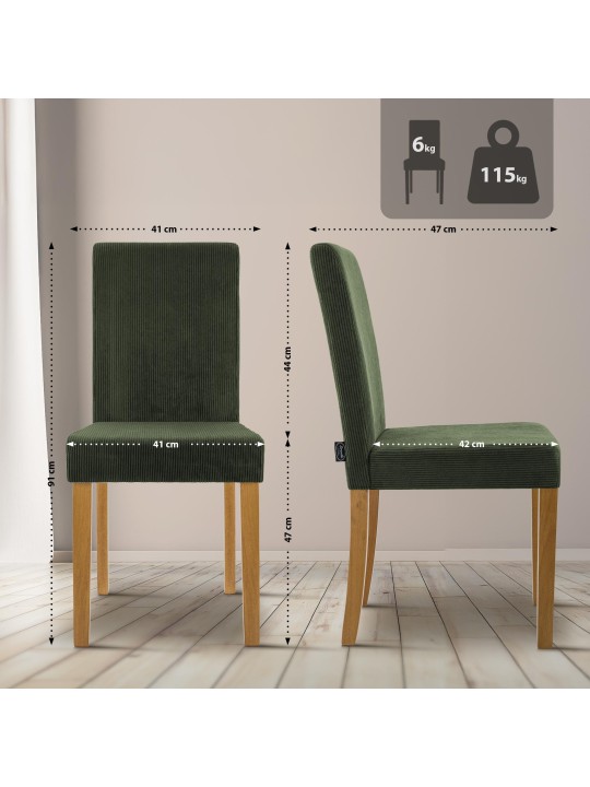 Eetkamerstoel Ina Cord antiek licht, groen Eetkamerstoel Ina Cord antiek licht, groen