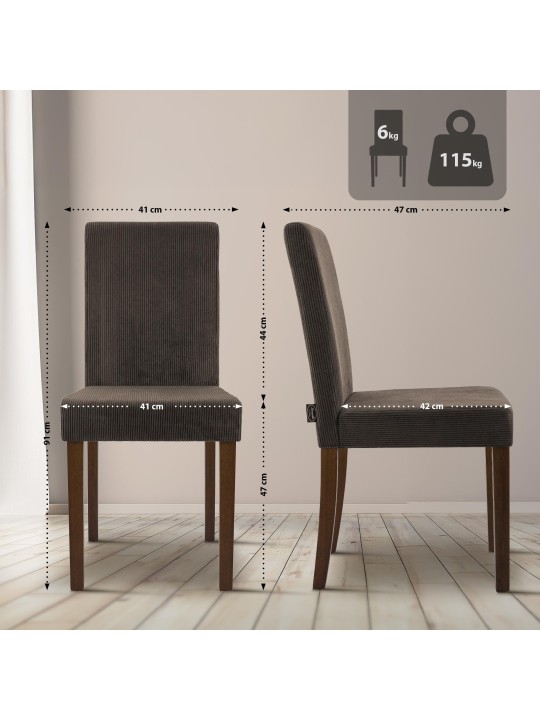 Eetkamerstoel Ina Cord antiek donker, bruin