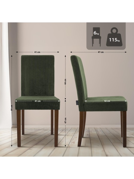 Eetkamerstoel Ina Cord antiek donker, groen Eetkamerstoel Ina Cord antiek donker, groen