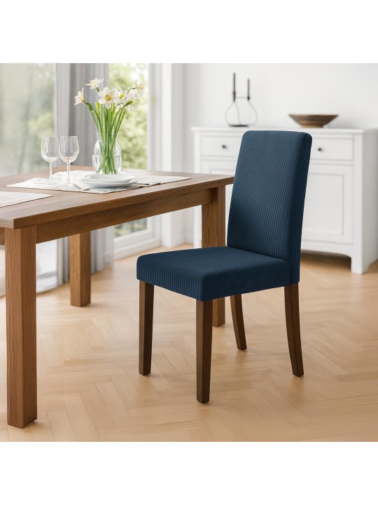 Eetkamerstoel Ina Cord antiek donker, blauw