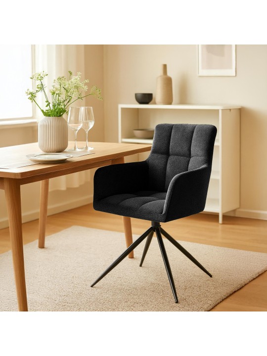 Set van 2 eetkamerstoelen Jonah stof, zwart Set van 2 eetkamerstoelen Jonah stof, zwart