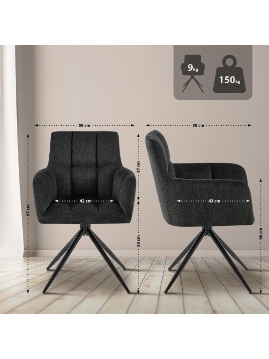 Set van 2 eetkamerstoelen Jonah stof, zwart Set van 2 eetkamerstoelen Jonah stof, zwart