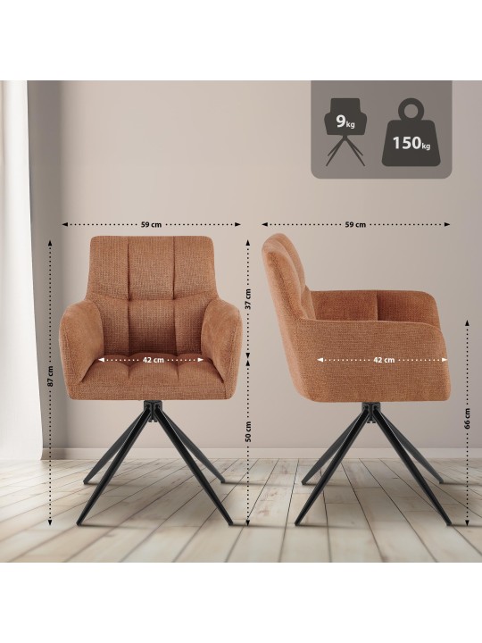 Set van 2 eetkamerstoelen Jonah stof, oranje