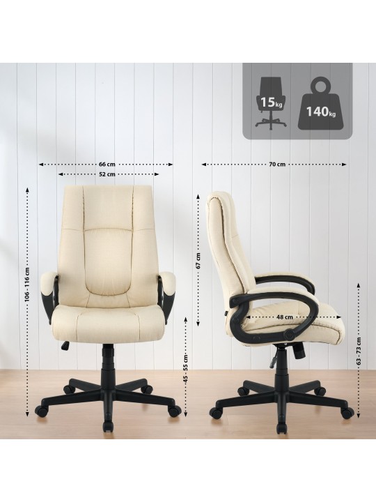 Bureaustoel XL Sparta stof, crème Bureaustoel XL Sparta stof, crème