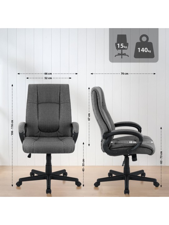 Bureaustoel XL Sparta stof, donkergrijs