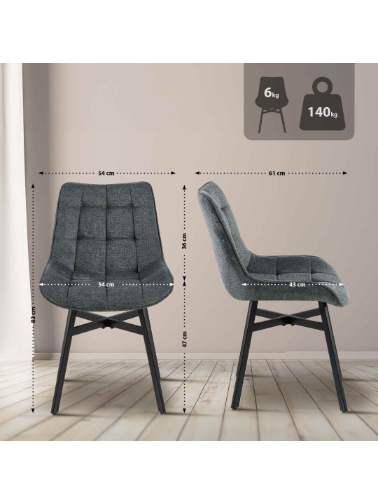 Stoel Colby stof, donkergrijs