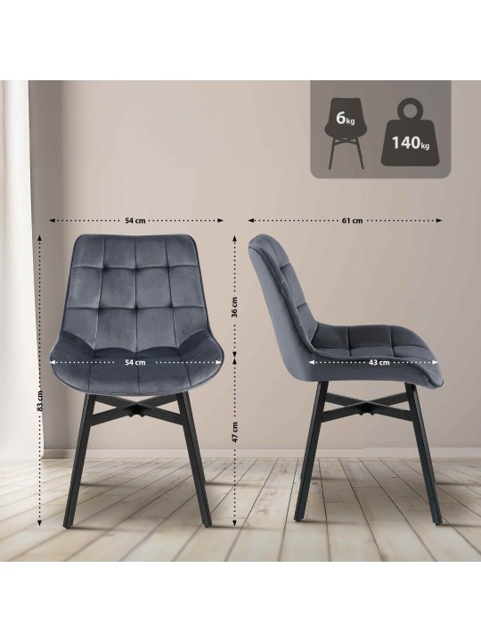 Stoel Colby Velvet, donkergrijs