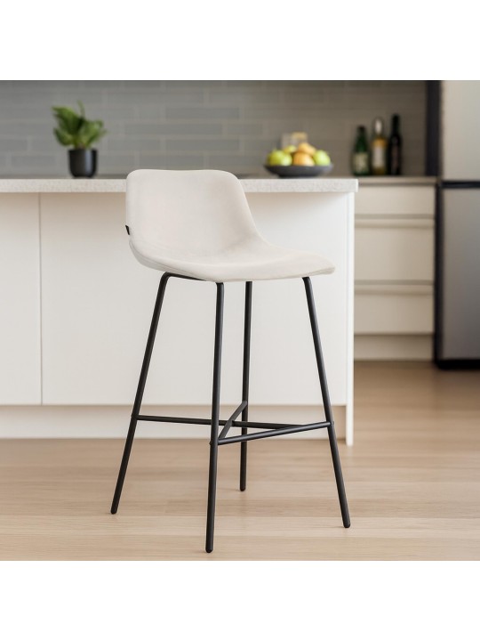 Barkruk Altona fluweel, crème