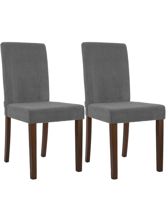 Set van 2 eetkamerstoelen Ina Cord antiek donker, grijs
