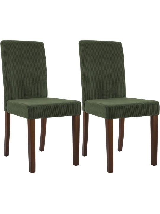 Set van 2 eetkamerstoelen Ina Cord antiek donker, groen
