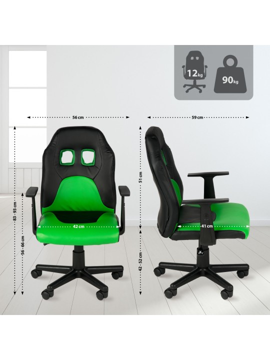 Kinderbureaustoel Fun, zwart/groen