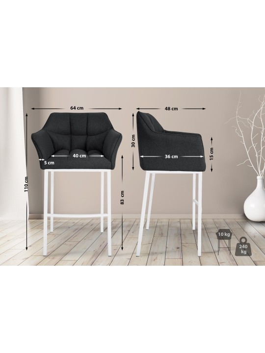 Barkruk Damaso W vilt met 4-poots frame, antraciet Barkruk Damaso W vilt met 4-poots frame, antraciet