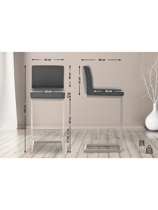 Barkruk Paros, grijs