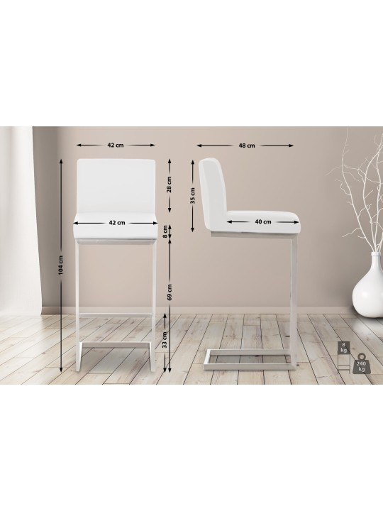 Set van 2 barkrukken Paros kunstleer, wit