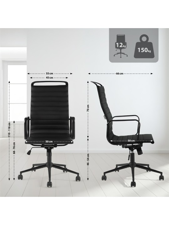 Bureaustoel Nelson kunstleer, zwart