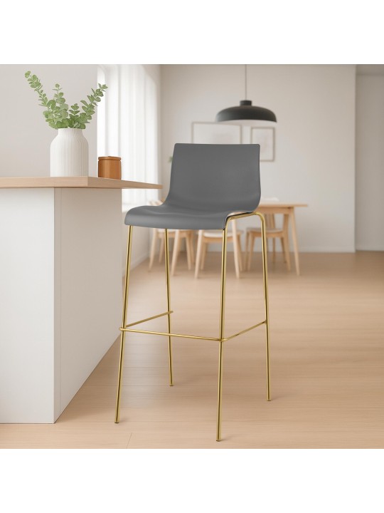 Barkruk Hoover kunststof 4 voet goud, grijs