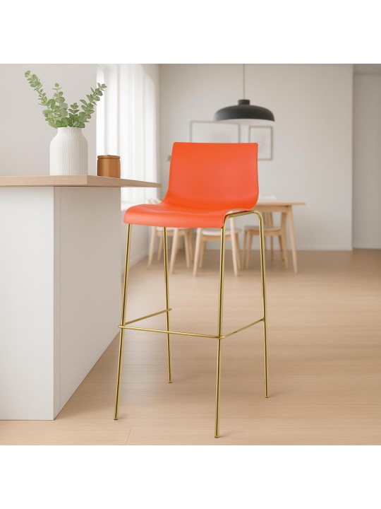 Barkruk Hoover kunststof 4 voet goud, oranje