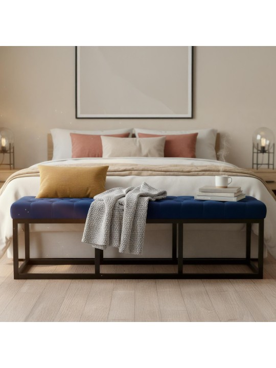 Bank Polson fluweel 150 cm, blauw