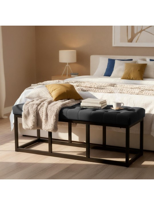 Bank Polson fluweel 120 cm, zwart Bank Polson fluweel 120 cm, zwart