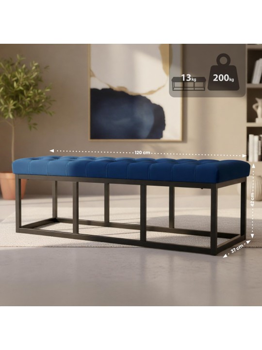 Bank Polson fluweel 120 cm, blauw