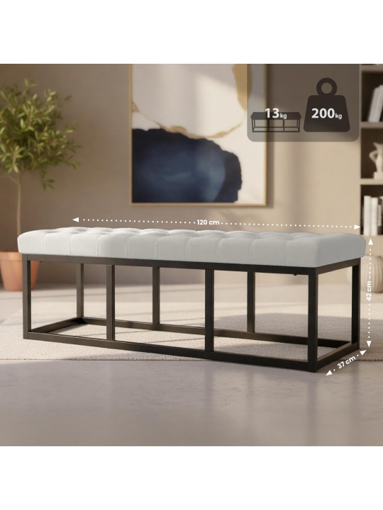 Bank Polson fluweel 120 cm, crème