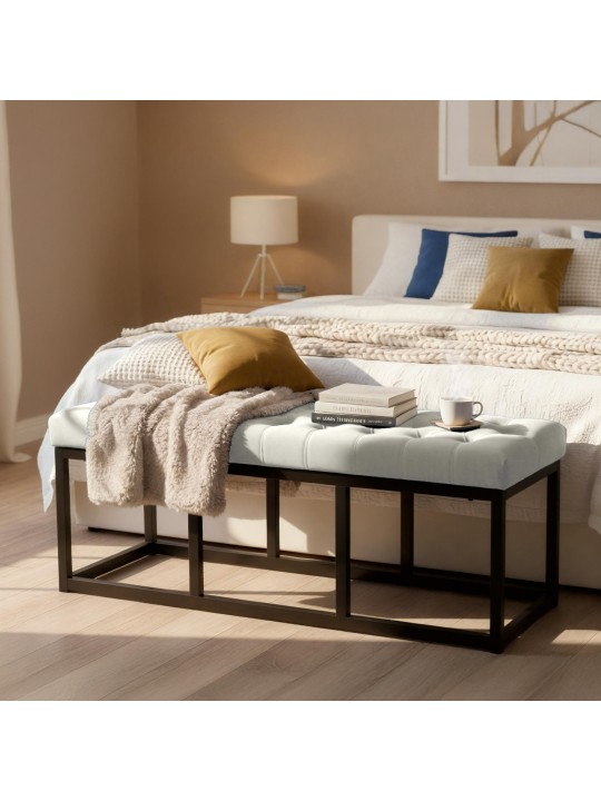 Bank Polson fluweel 120 cm, crème