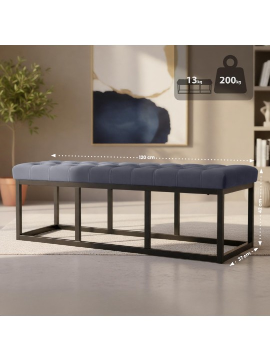 Bank Polson fluweel 120 cm, grijs Bank Polson fluweel 120 cm, grijs