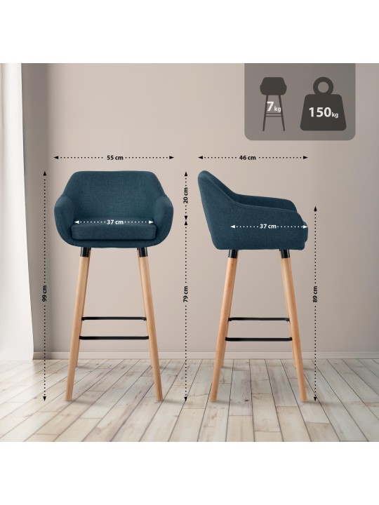 Barkruk Grant stof, blauw