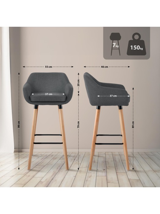 Barkruk Grant stof, donkergrijs