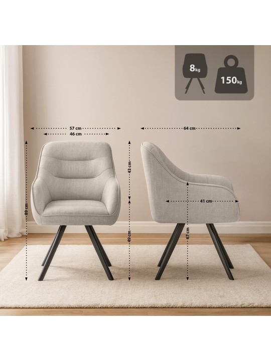 Stoel Pettuli stof, crème