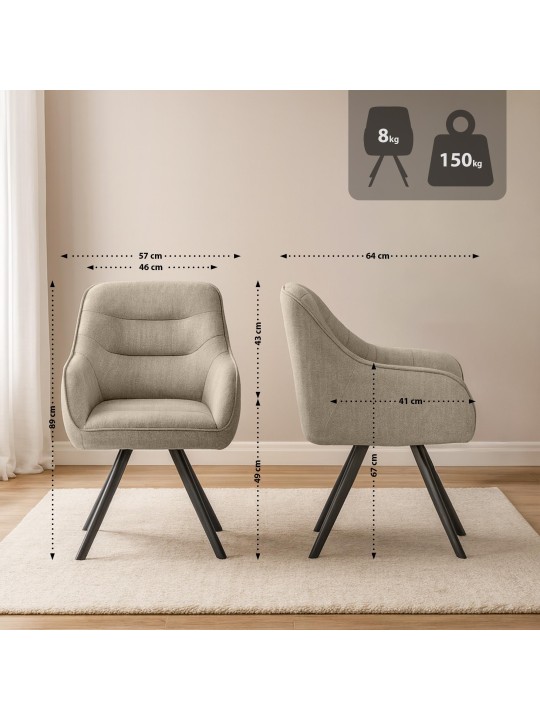 Stoel Pettuli stof, taupe