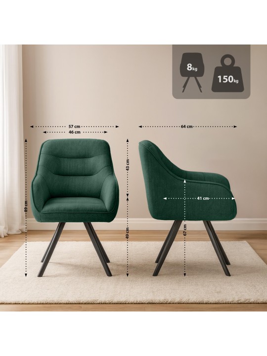 Stoel Pettuli stof, groen