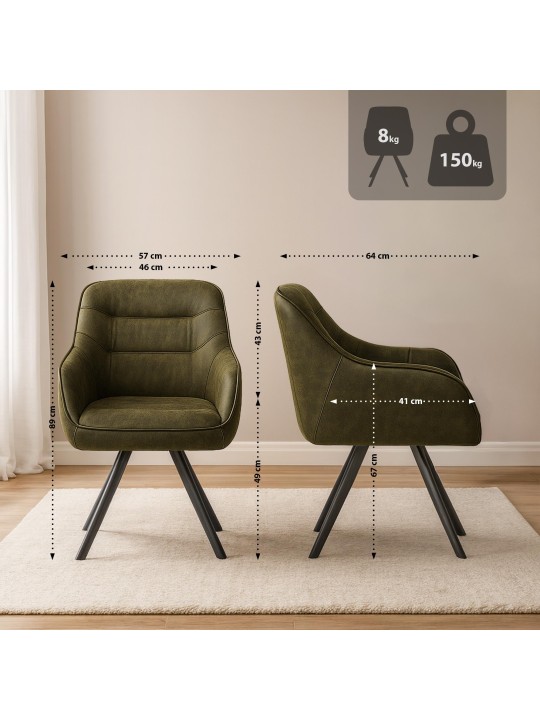 Stoel Pettuli Vintage, antiek groen