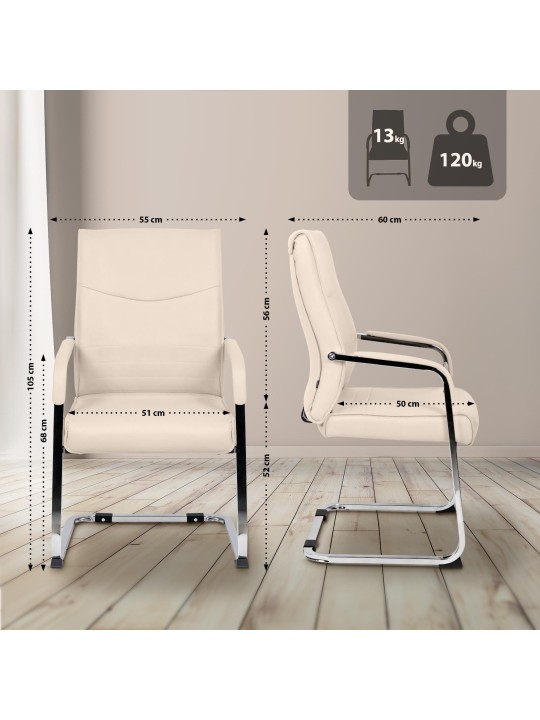 Set van 2 bezoekersstoelen Hobart, crème